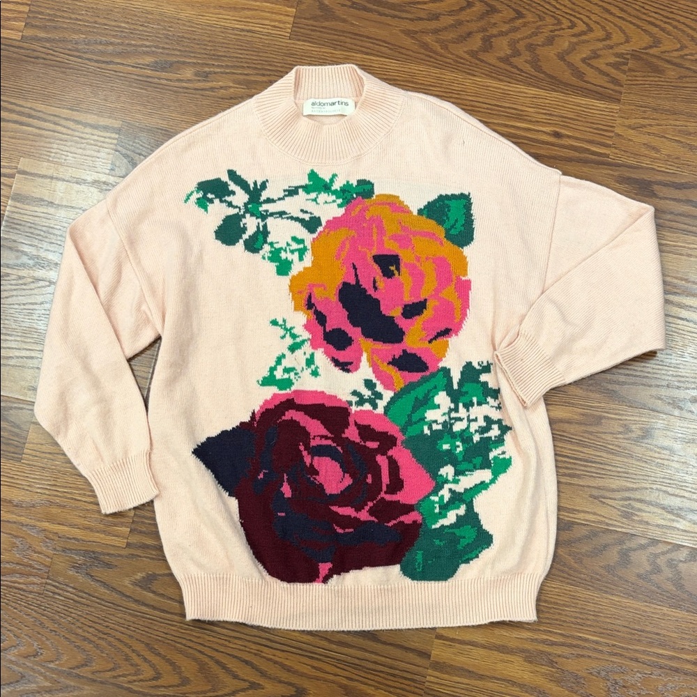 Eterna Floral Crew Neck Sweater - Pink and Green
